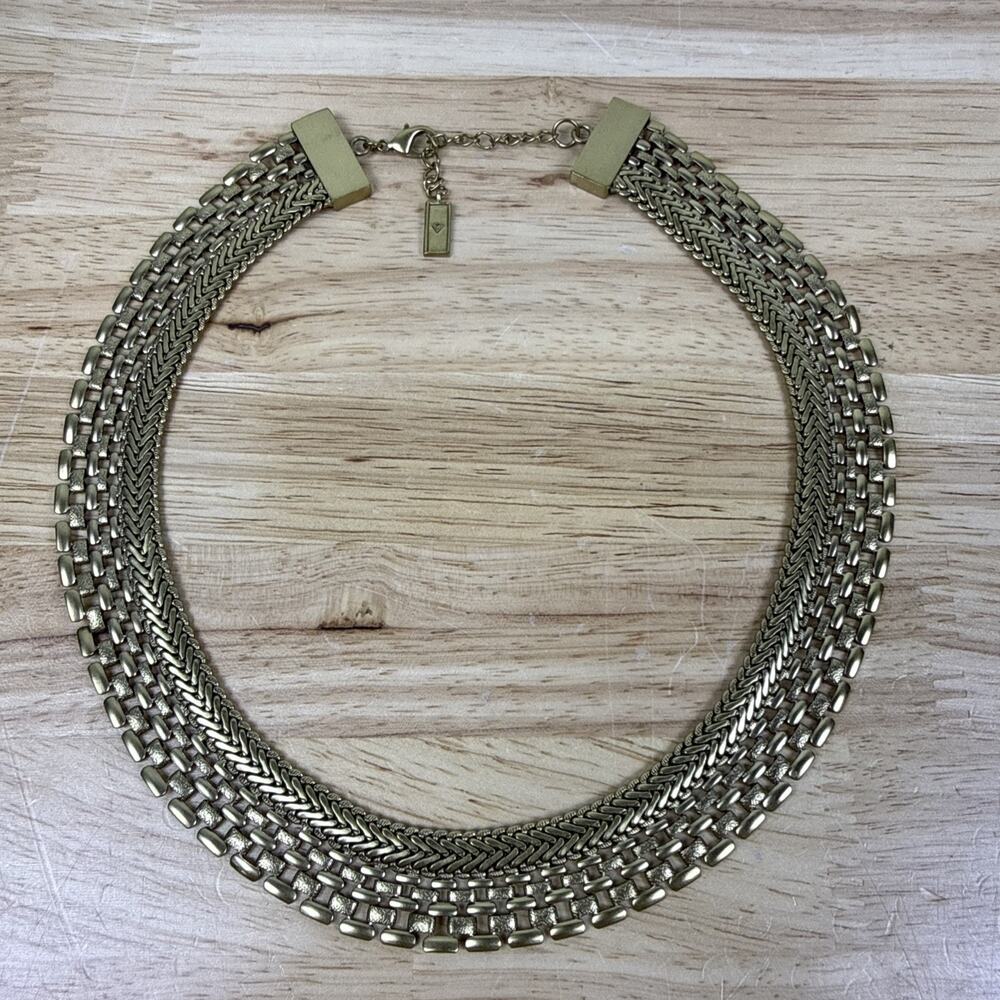 Silpada K&R “Good as Gold” Brass Collar Necklace Wide Statement 19” - Picture 2 of 8